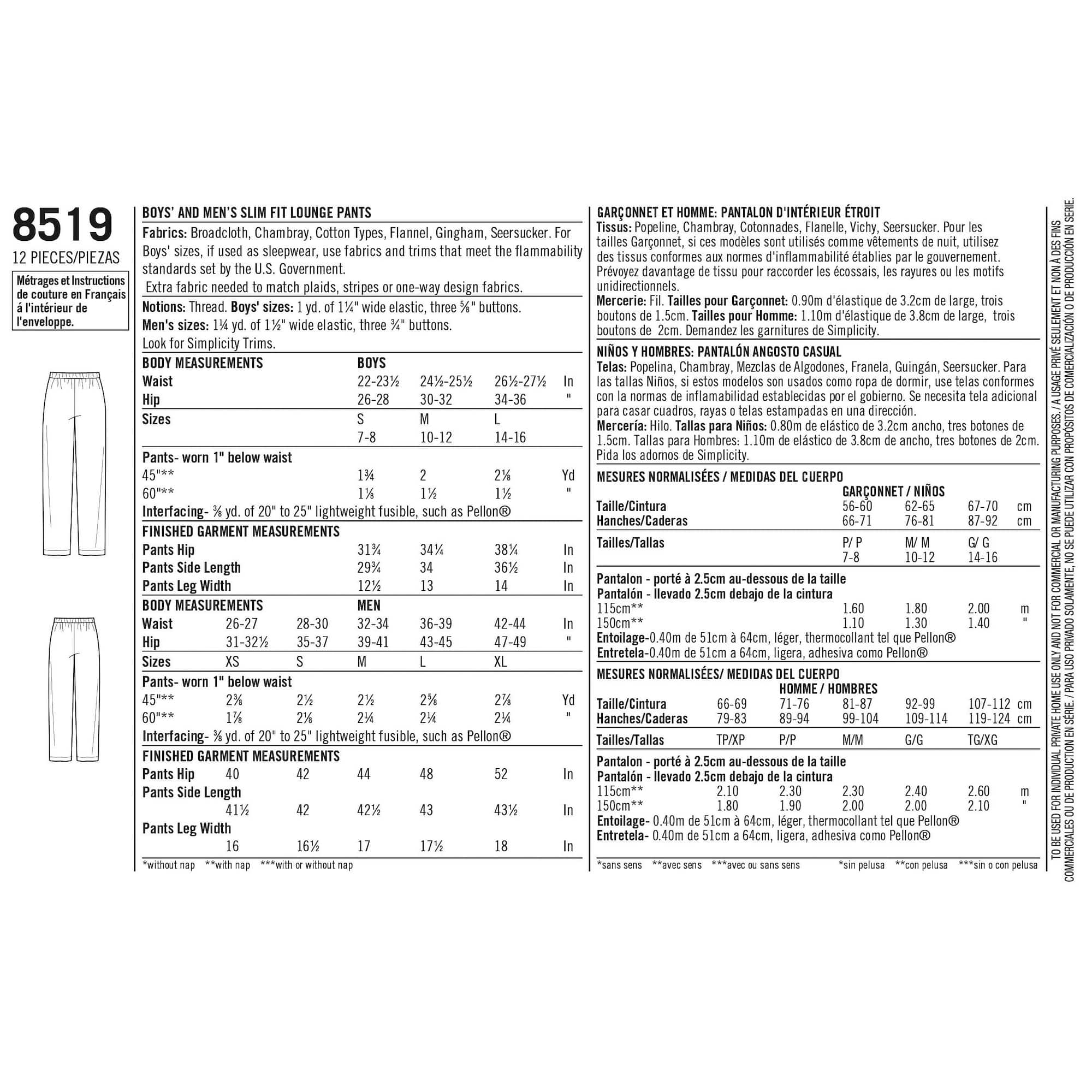 Simplicity® Pattern CS8519 (S-L/XS-XL)